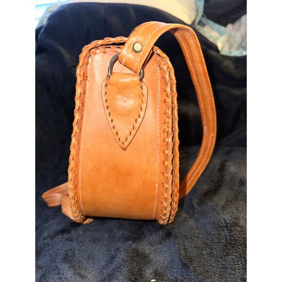 VINTAGE ROOMY SERGIO'S COLLECTION HAND TOOLED LEATHER ESPERANZA SADDLEBAG PURSE - Picture 5 of 13